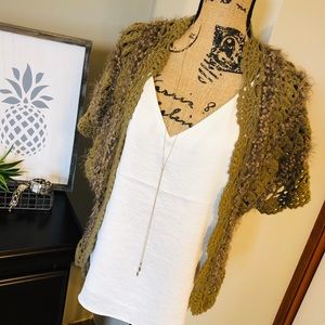 Taupe, Crocheted Cardigan